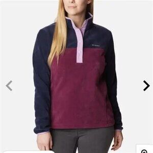NWT Columbia W's Benton Springs Half Snap Fleece Pullover- Marionberry/Drk Noctu